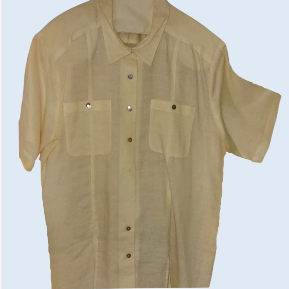 20W Soft Yellow Linen Blouse